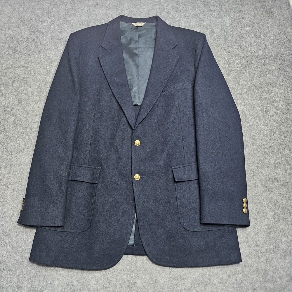 Savile Row Men's 46XL Blazer Sport Coat Solid Navy Jacket Wool‎ Gold Button